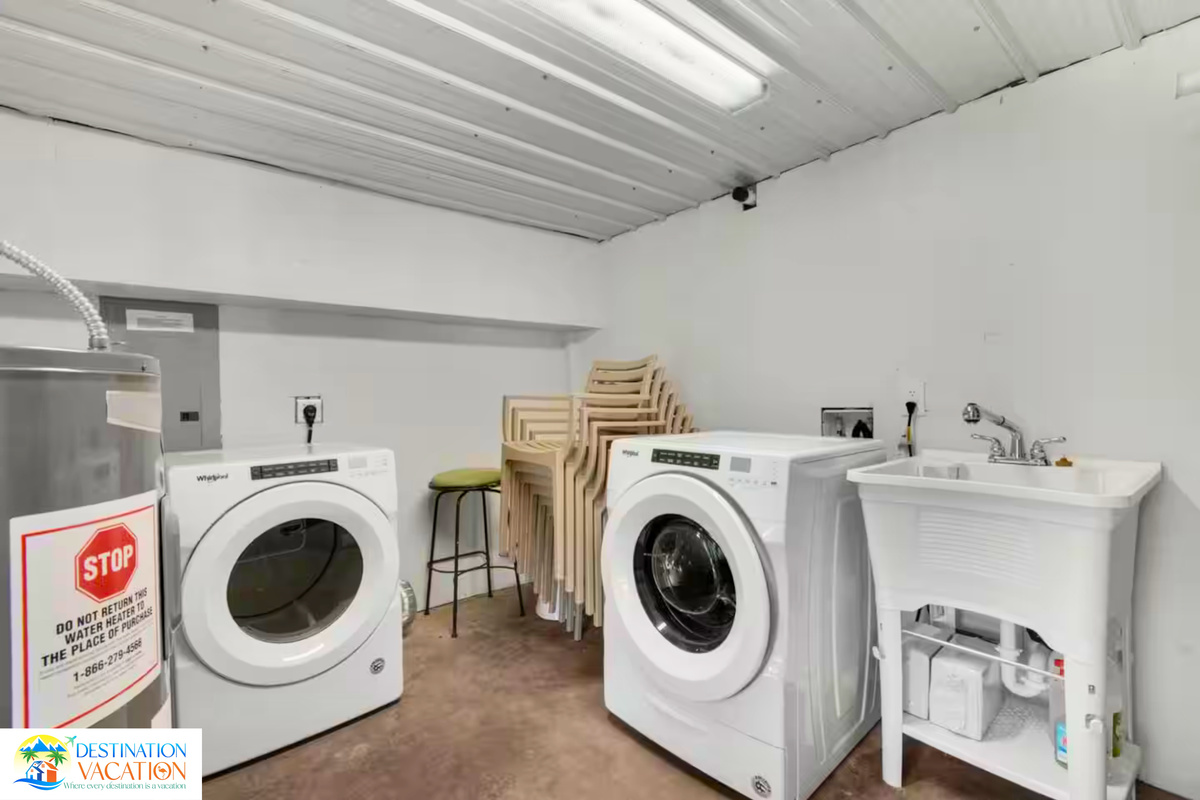 Convenient laundry space keeps longer stays stress-free.