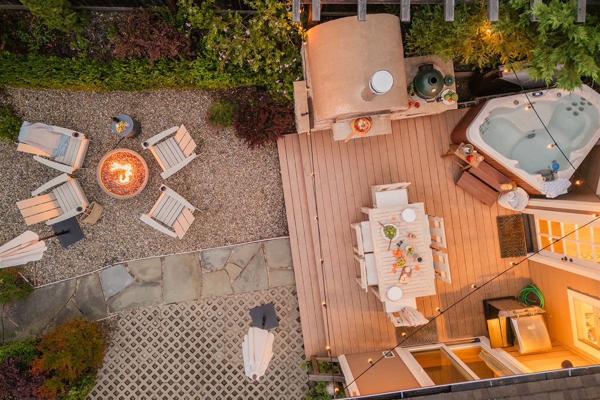 Aerial view of the back yard