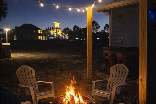 Relax under the stars with our private outdoor fire pit perfect for family fun and cozy evenings