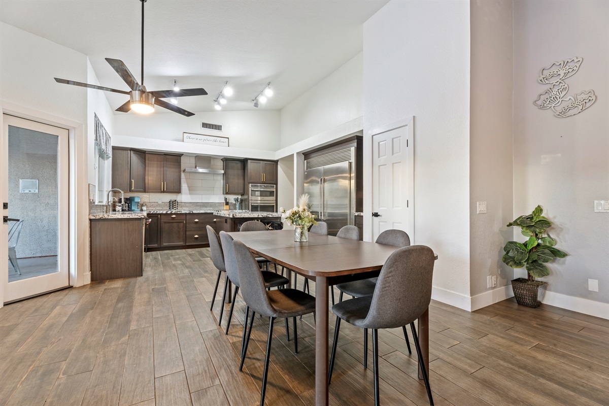 Enjoy family meals at the dining table, complete with a high chair for your little one!