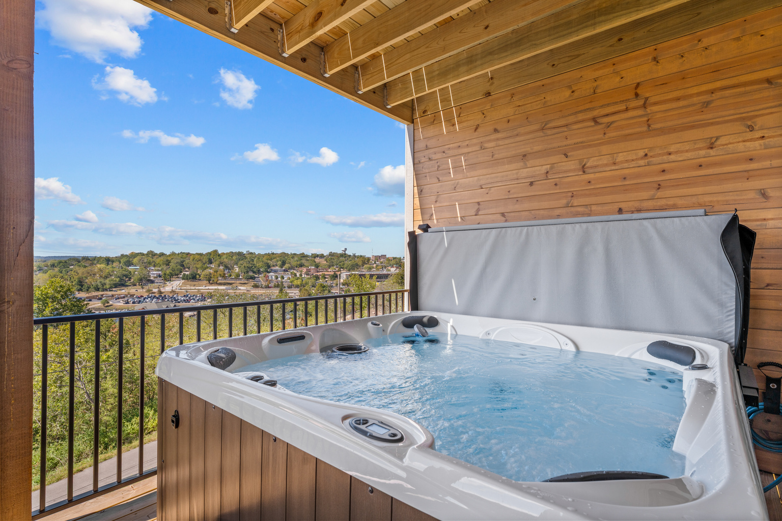 Unwind in the hot tub with a view!