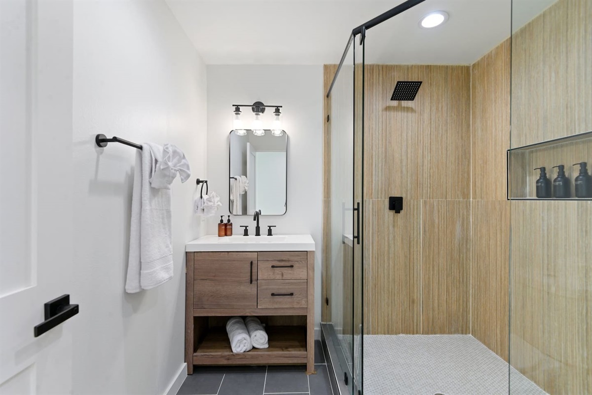 Ensuite bathroom attached to king suite. 
