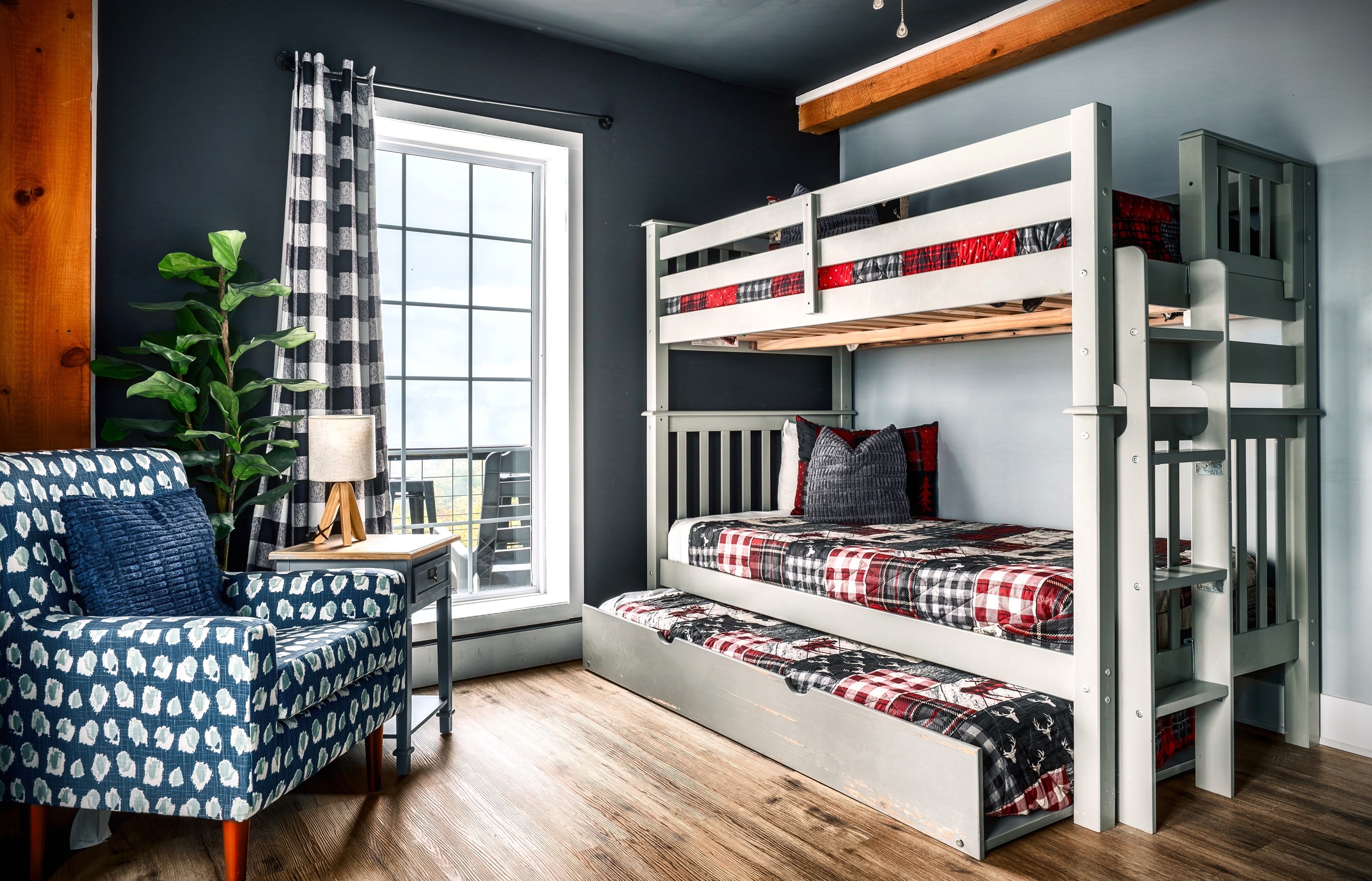 A different angle of secondary bedroom #1 in the basement. That big window look out straight to the mountain view - Sleeps 3.