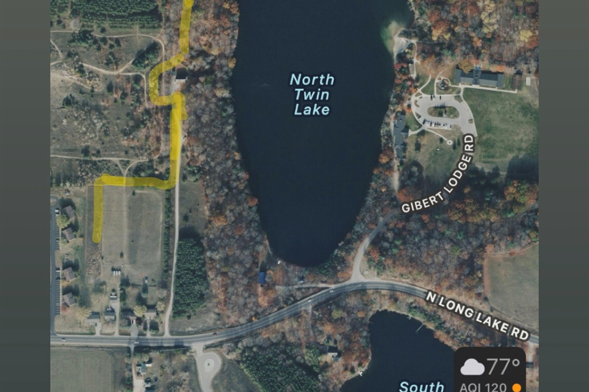 Map of walking path to Twin Lakes