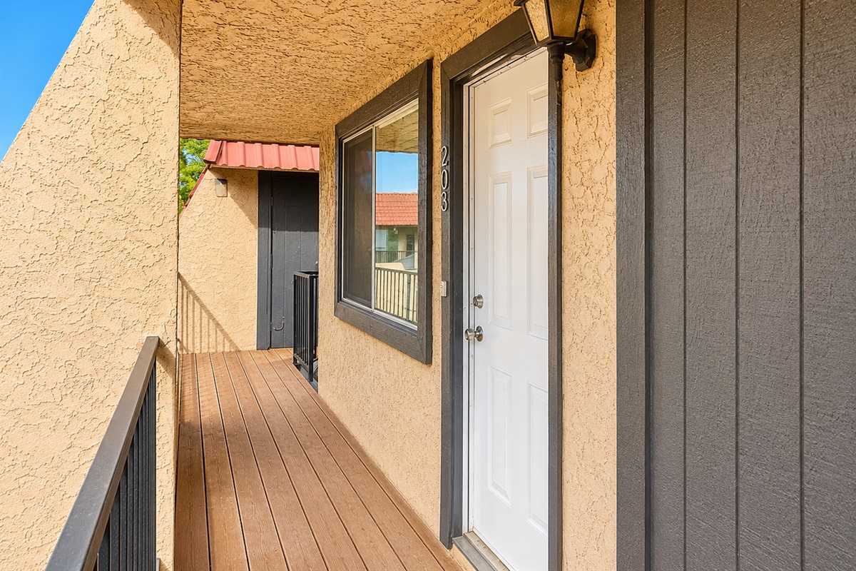 Private entrance to the condo (located on second floor with one flight of stairs for access).