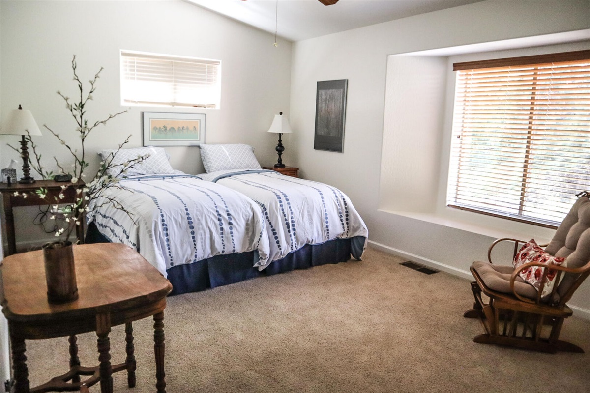 Bedroom 3 offers a 2 twin size beds/king size bed and ceiling fan.