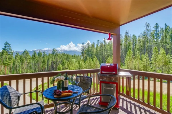 Main floor deck with mountain views