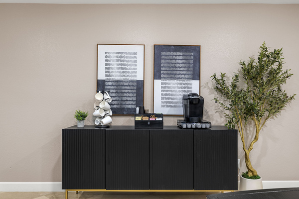 Coffee bar with Keurig and essentials for a quick start to your day