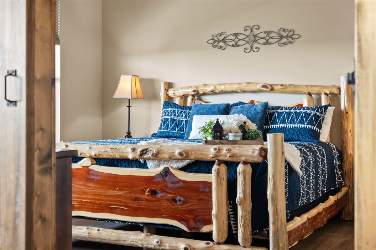 Main level king bedroom with en suite shower