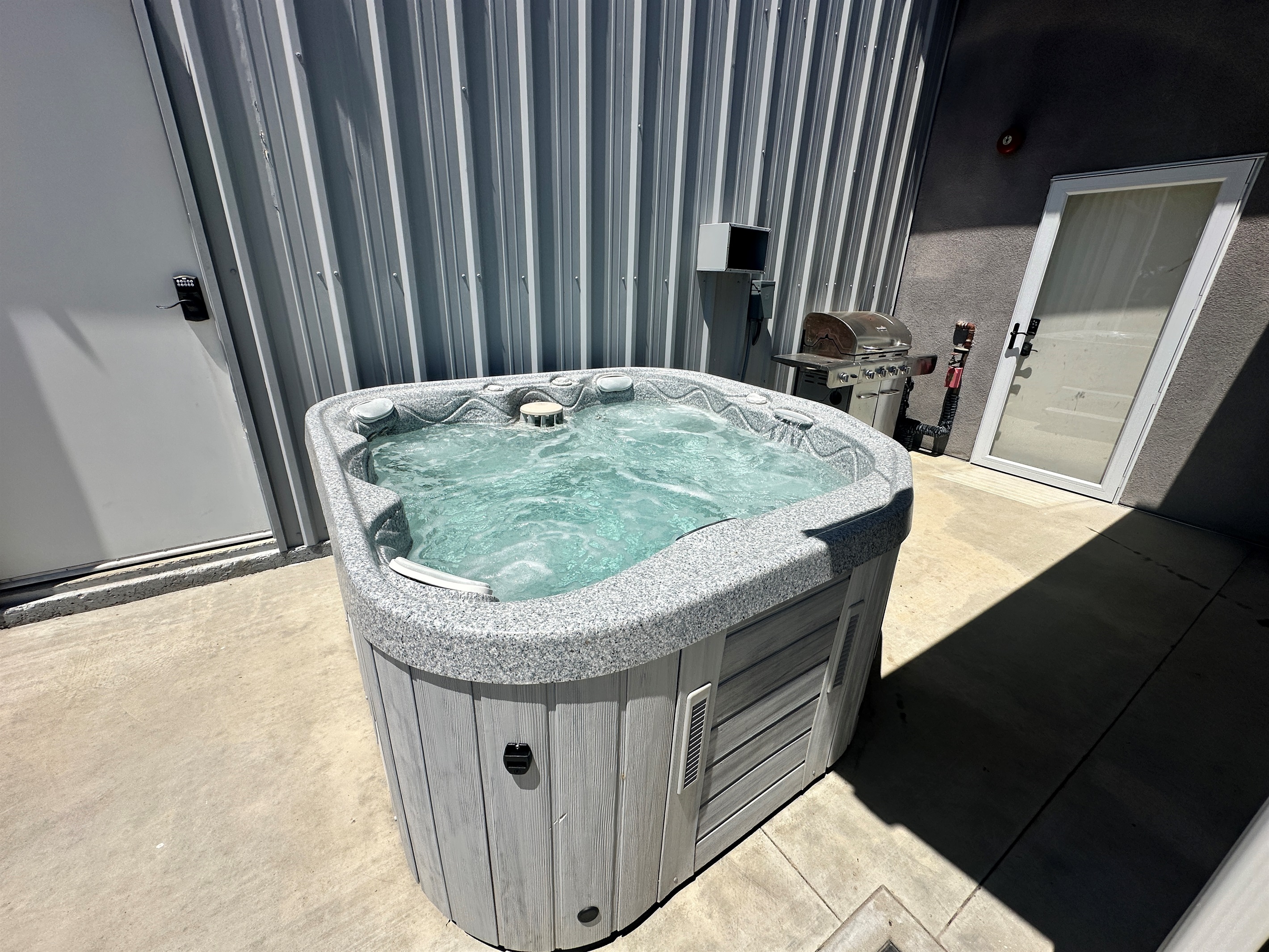 Enjoy a nice soak in our private hot tub