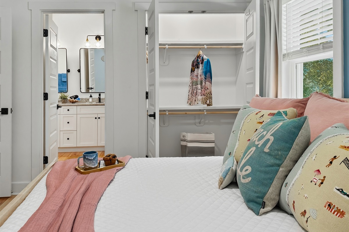 The Shoreline King Suite has a spacious closet for extra storage.