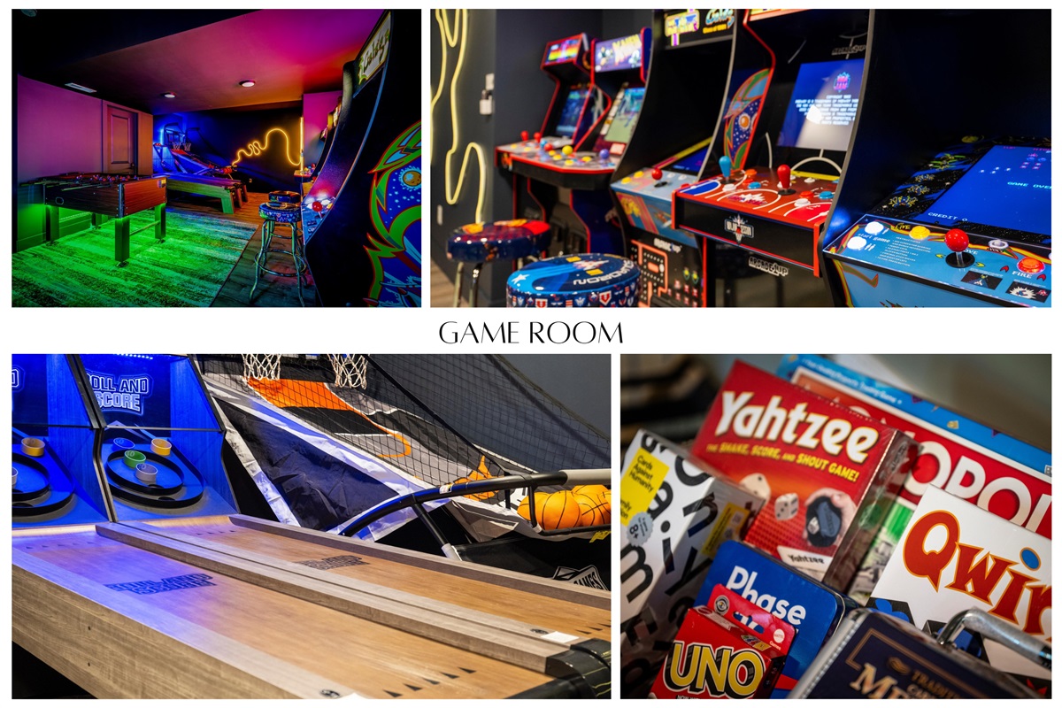 Your inner kid will thank you — this game room is packed with retro arcade machines, foosball, Skee-Ball, basketball hoops, ping pong, and classic board games. Rain or shine, the fun never stops indoors!