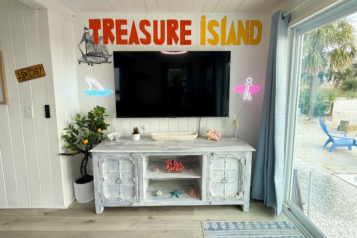 65" TV & Neon Decor