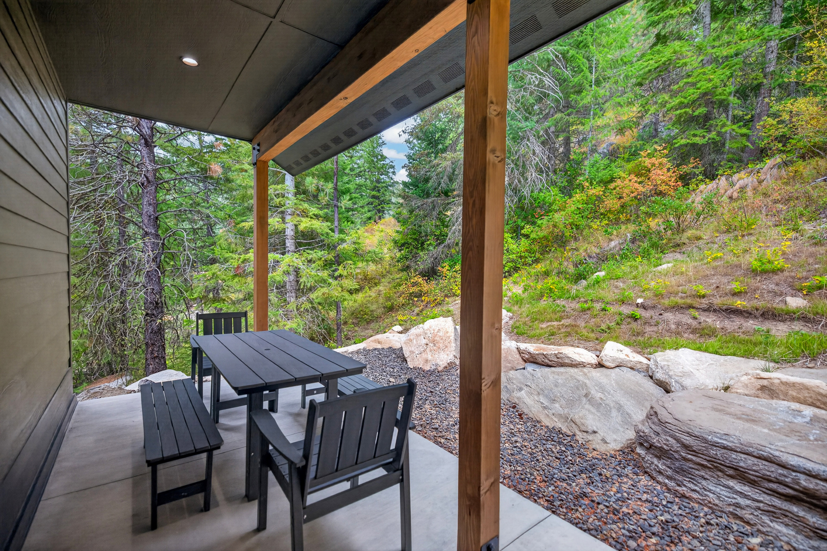 When the weather is nice, take your meals onto the back patio and enjoy the natural beauty of our 10 acres nestled in the woods.
