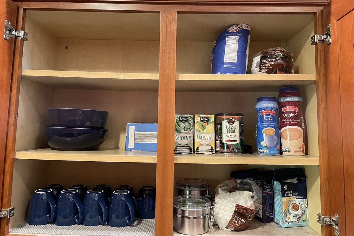 Provided Coffee Loose Grounds, Creamer, Sugar, Tea