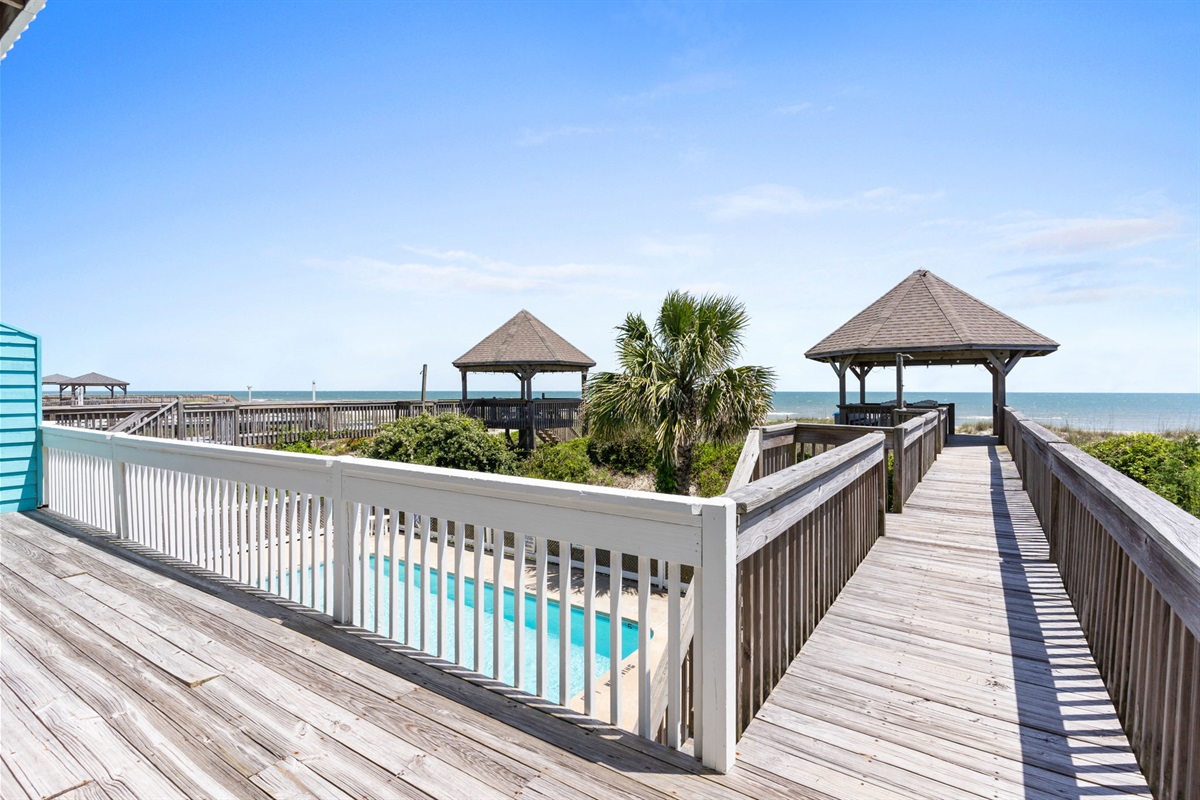 Private walkway to beach and gazebo