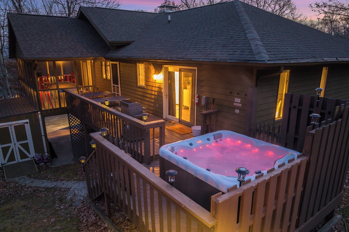 Soak in the hot tub and take in the view