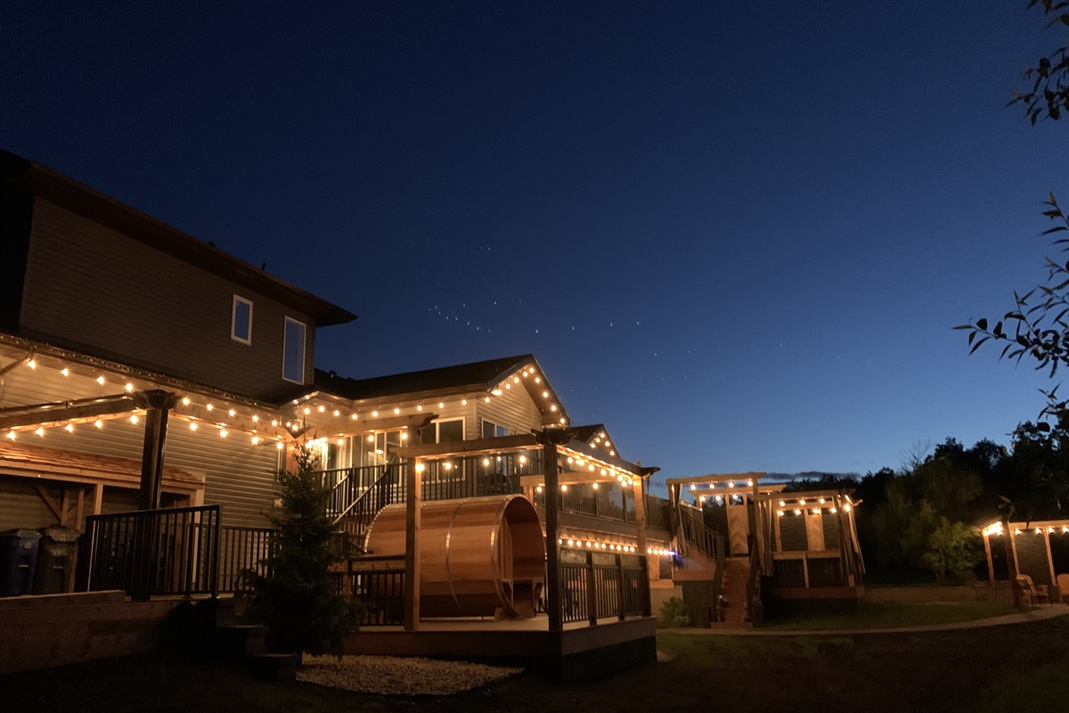 SAUNA AND DECKS. MAKE SURE YOU PLAN TO SPEND SOME TIME IN THE TUB, SAUNA OR POOL.