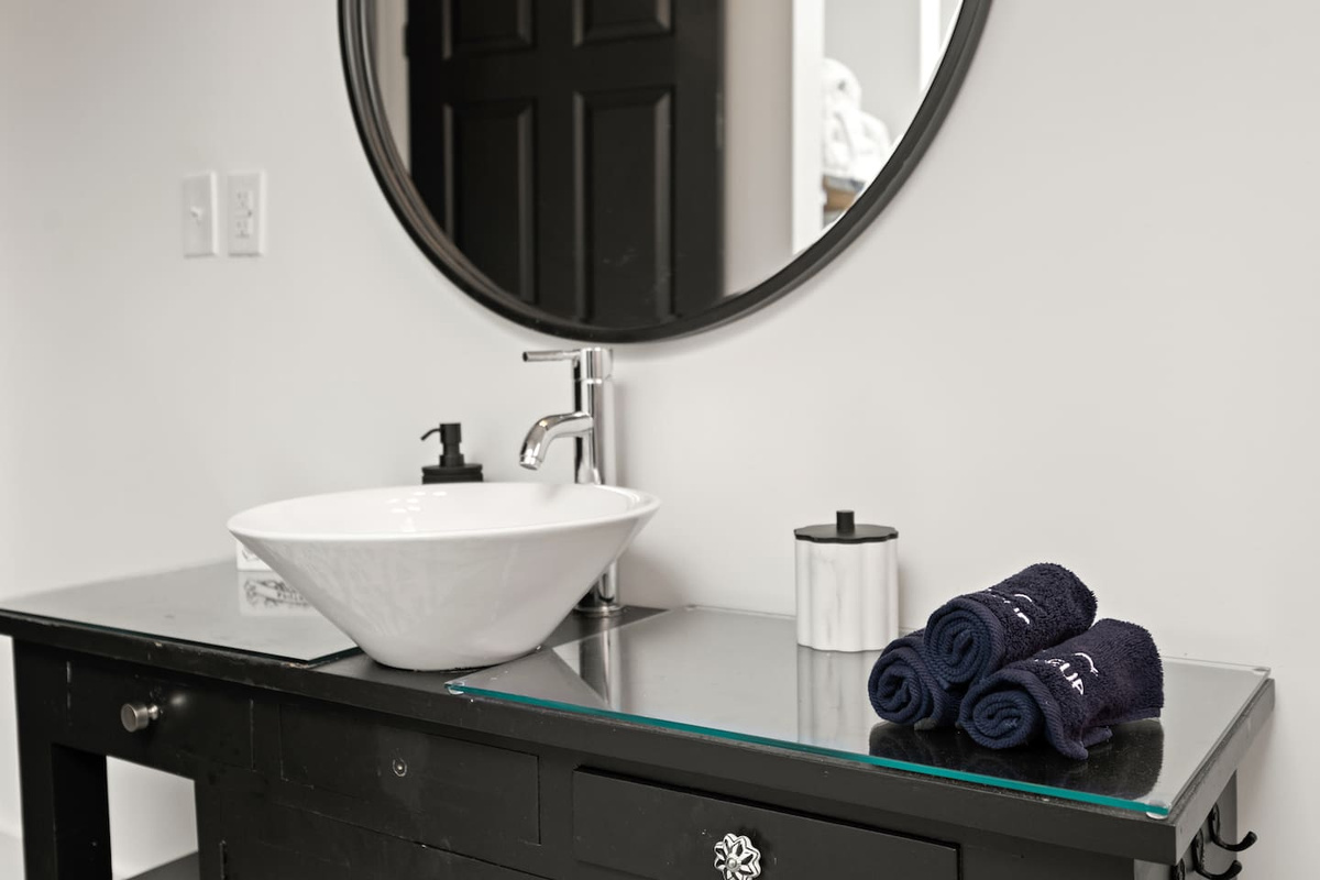 Plenty of fluffy towels in our full bath. Shampoo, conditioner, and body wash also provided. 
