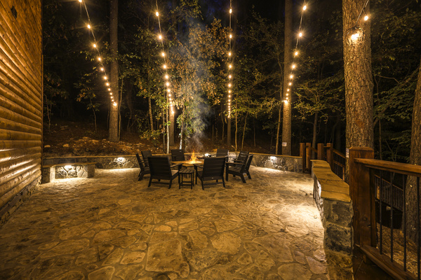 Escaping to this cozy cabin in the woods, where every evening ends with stories around the fire pit.
