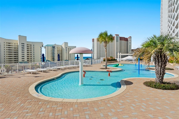 Kiddie pool on rooftop of south parking garage