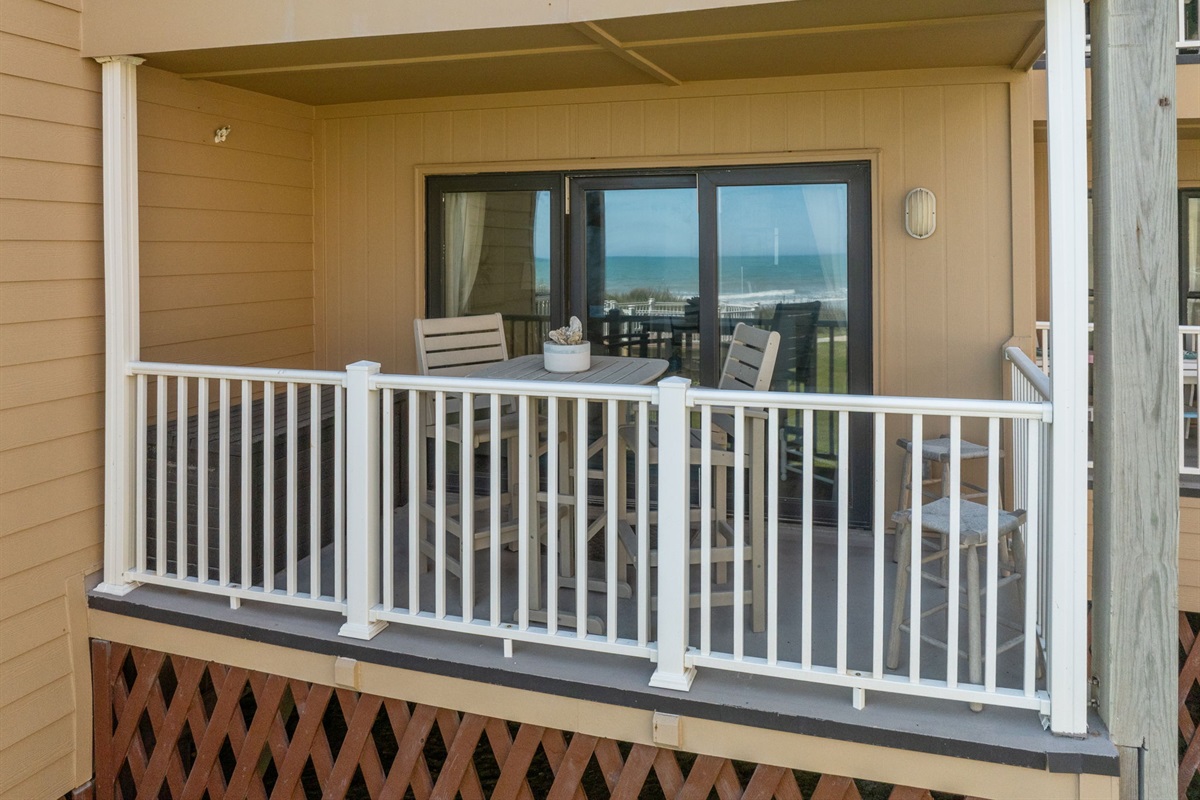 Your own private outdoor space overlooking the oceanfront grounds