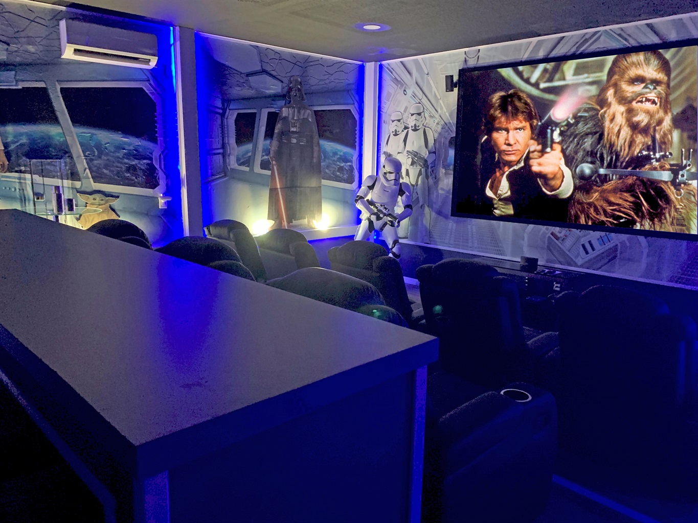 Star Wars Themed Movie Theater-120" Screen-Surround Sound-Life Size Storm Trooper!
