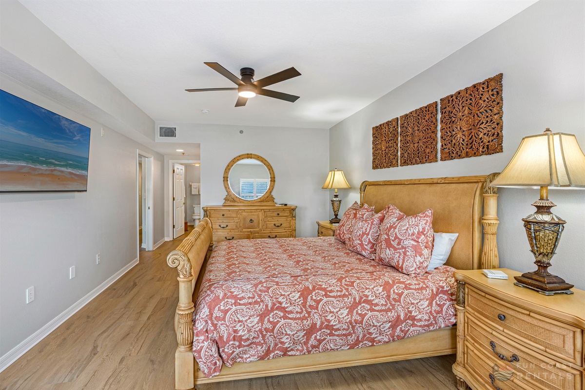 Master Bedroom with King Bed, Smart TV, and Ensuite Bathroom