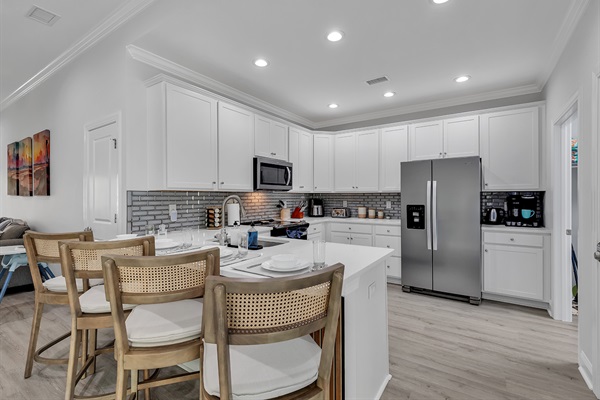 Welcome to our fully-equipped kitchen, where culinary adventures await. From morning coffees to gourmet dinners, every meal is a delight with all the essentials at your fingertips. Unleash you