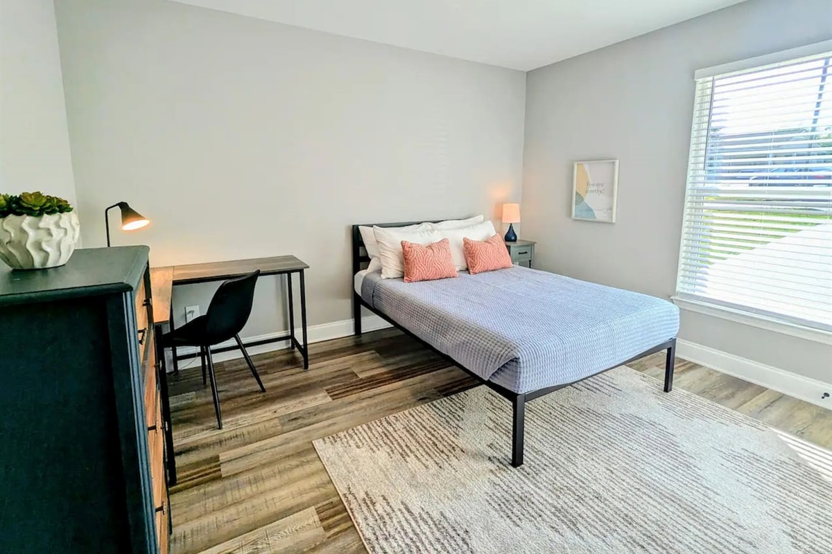 Right side of duplex - Double bedroom with desk