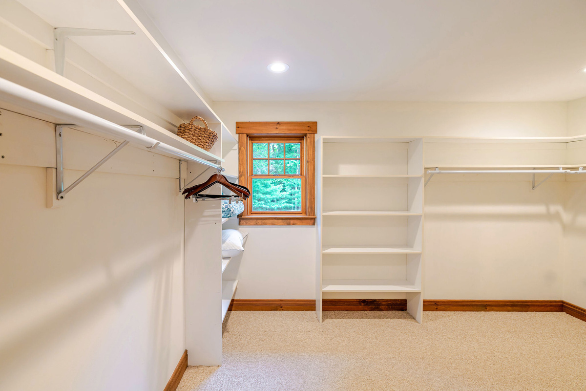 Spacious walk-in closet offers plenty of room for luggage and outdoor gear.