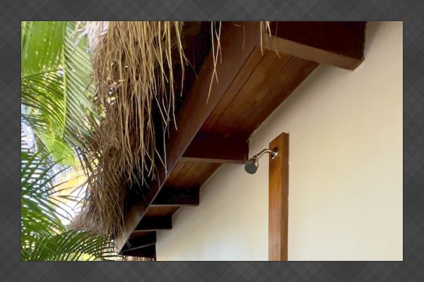 Outdoor shower is great for rinsing off sand and water from the beach.  