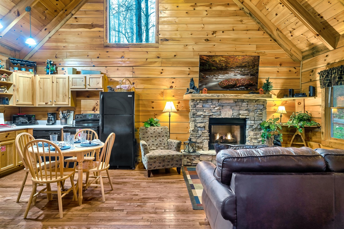 Fully equipped kitchen and living area