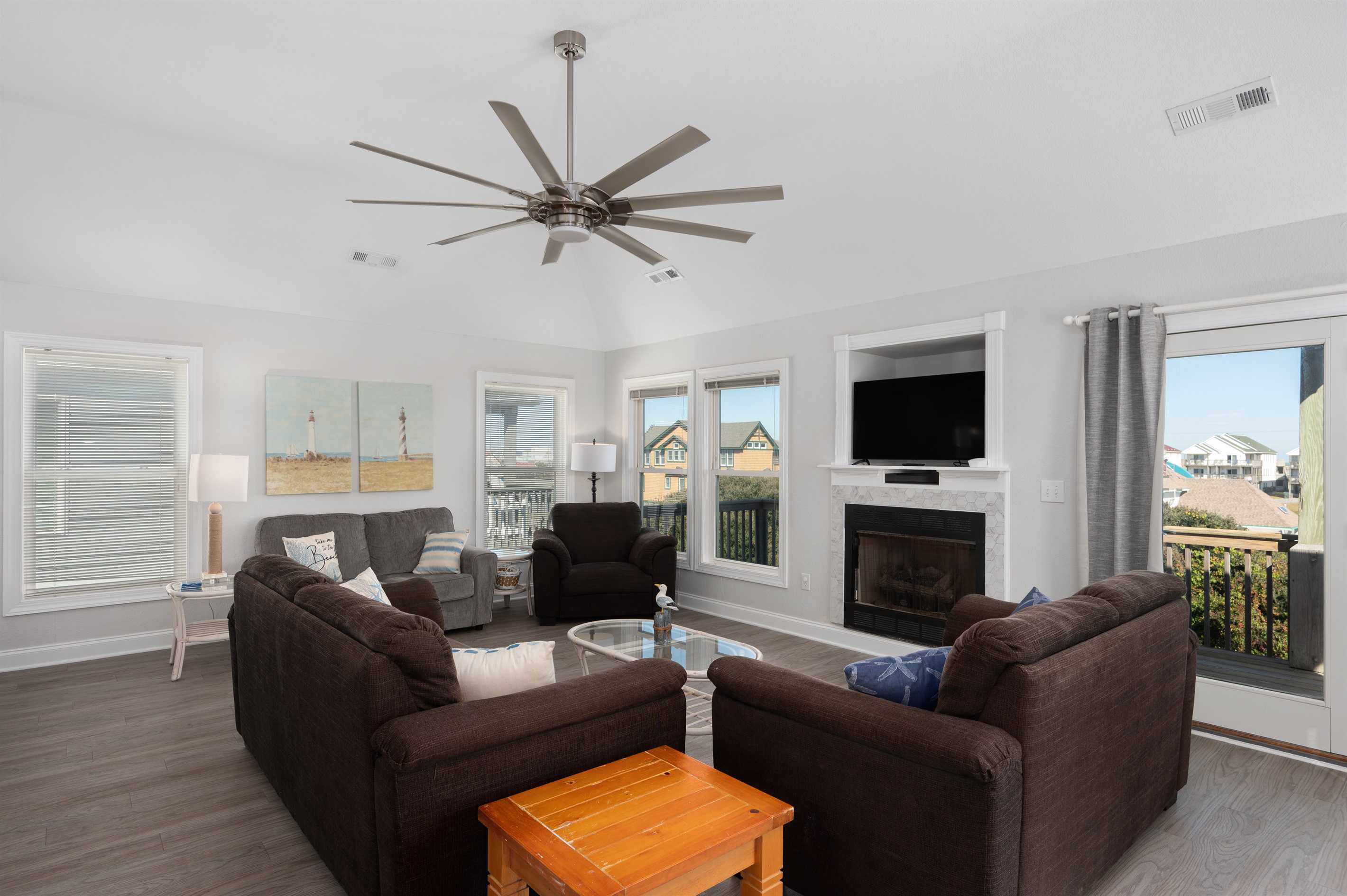Spacious living room filled with natural light.