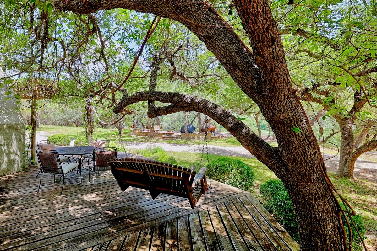 Outdoor seating perfect for morning coffee or sunset wine