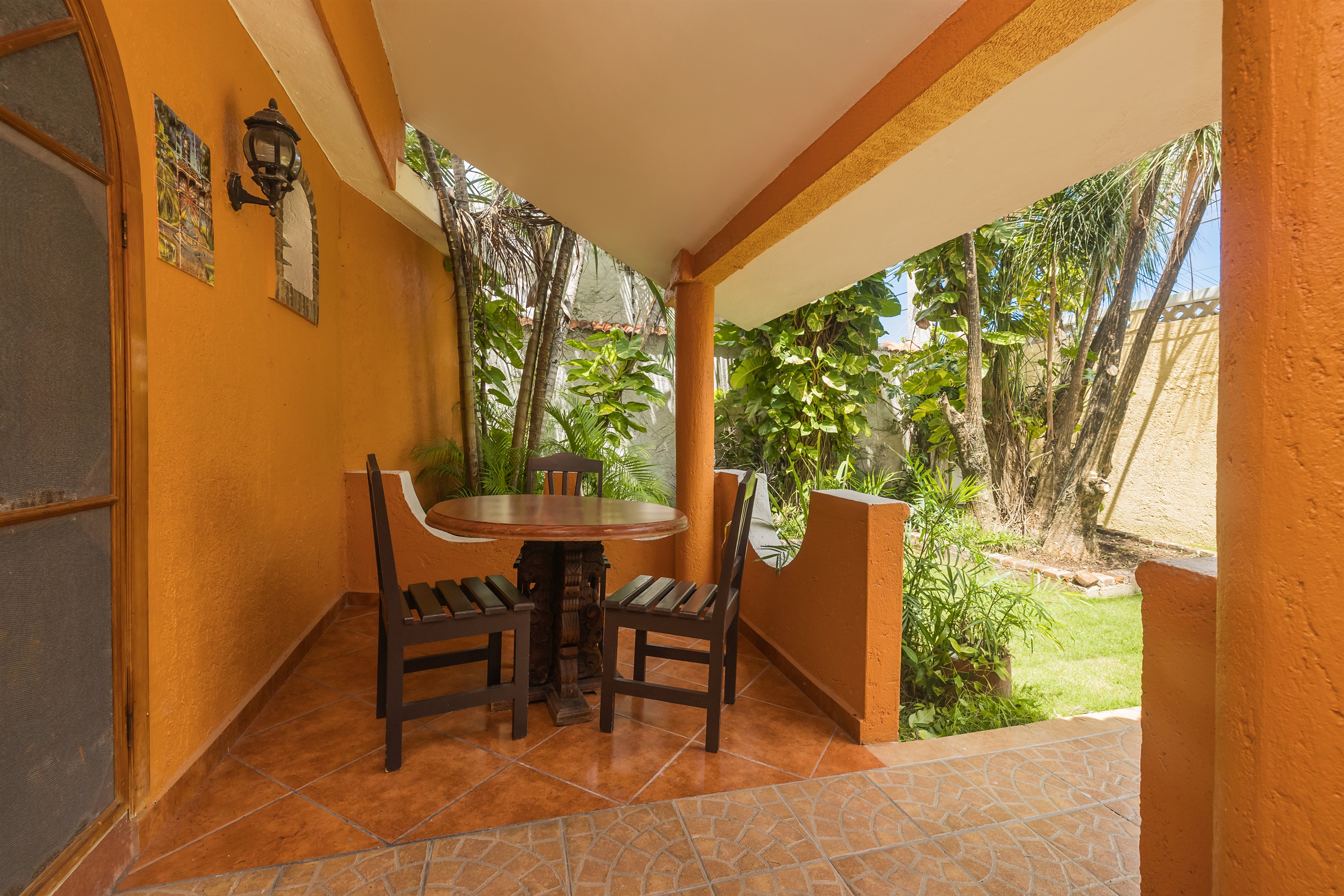 Outdoor Covered Dining at Front Entrance