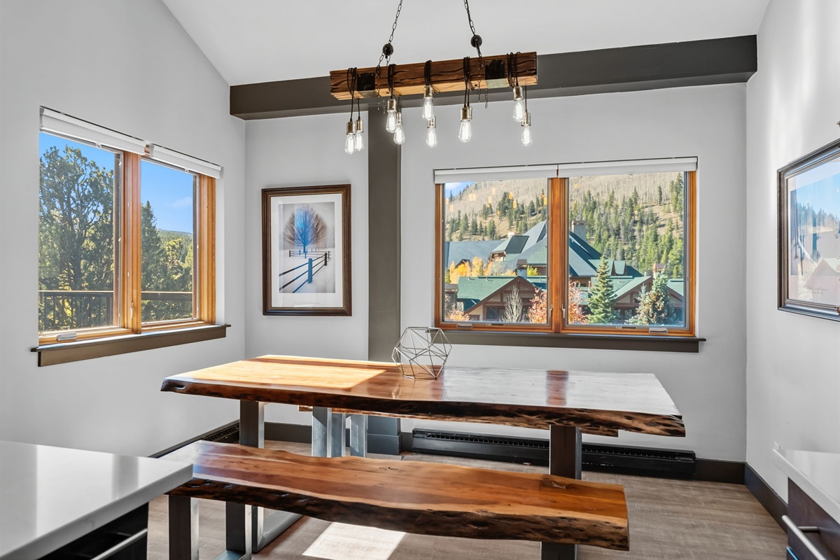 Dining table with bench seating