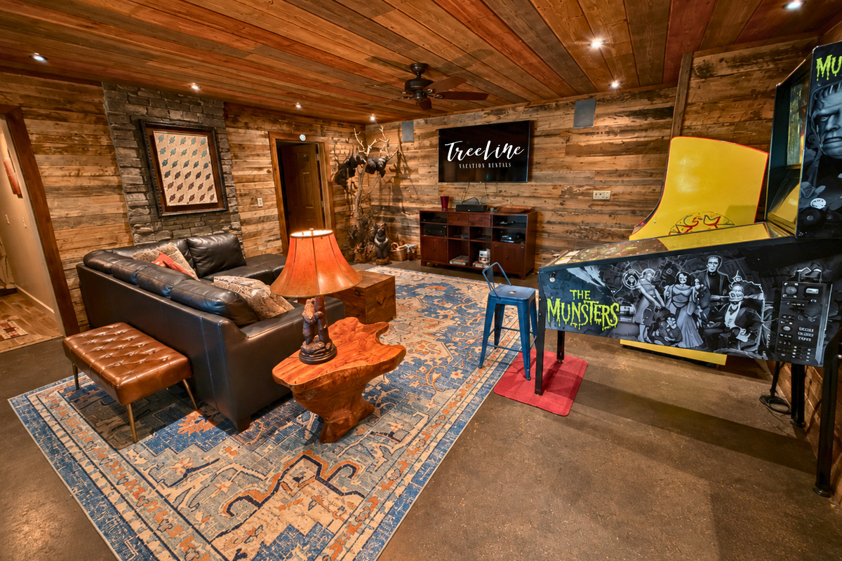 A colorful game area brings a little extra fun to the cabin, giving kids and adults alike another way to stay entertained without ever having to leave.