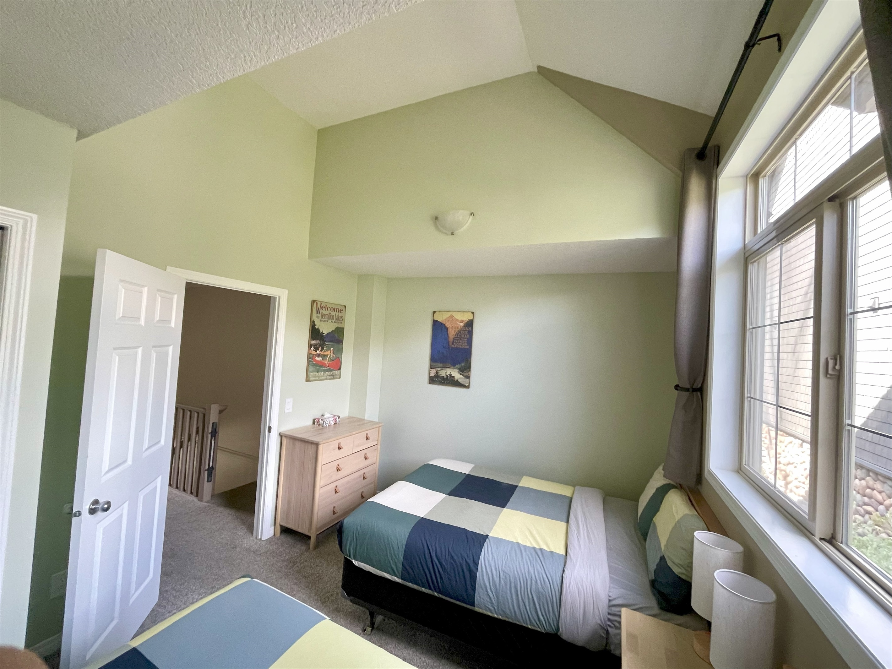 2nd bedroom.  Two double beds.  Adjacent bathroom in hallway.  Located on 2nd floor.