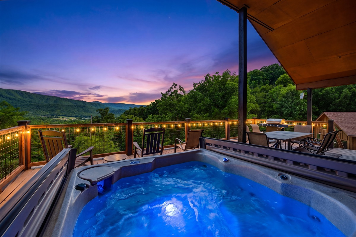 Soak in the hot tub under the stars