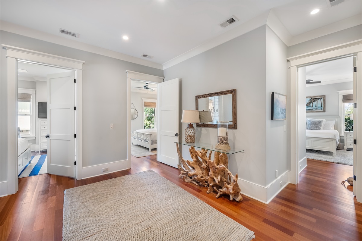 Main hallway for bedrooms Shore Thing | 4001 Palm Blvd | Isle of Palms, SC | IOP Escapes