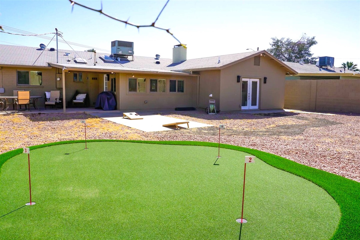 The home has some fun outdoor games for the whole family to enjoy.