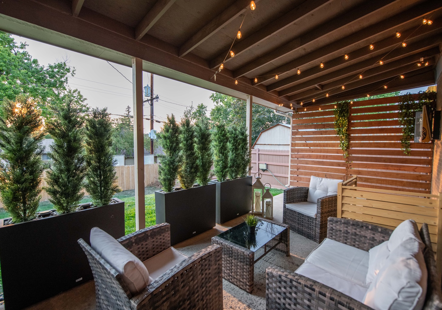 Backyard patio lounge area