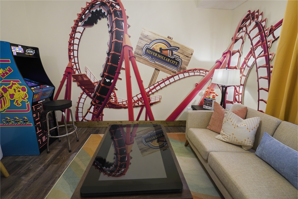 A roller coaster in the game room? What?