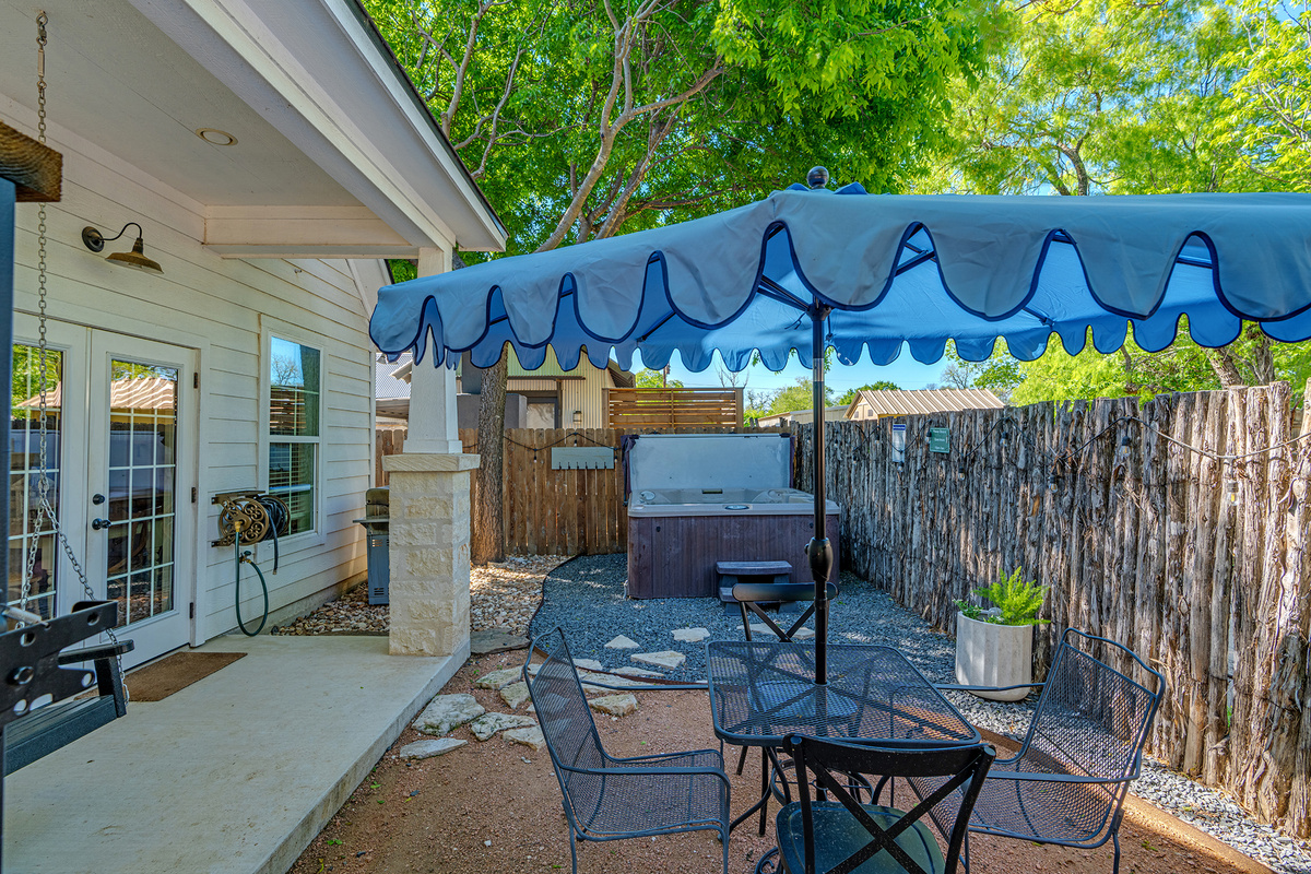Enjoy meals on the private backyard patio.