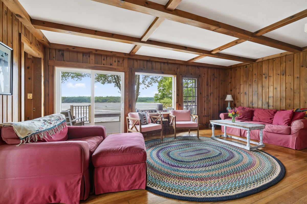 Spacious living room with access to the deck 