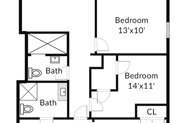 Downstairs Floor Plan 3 Bed, 2 Bath, Theater & Play Rooms
