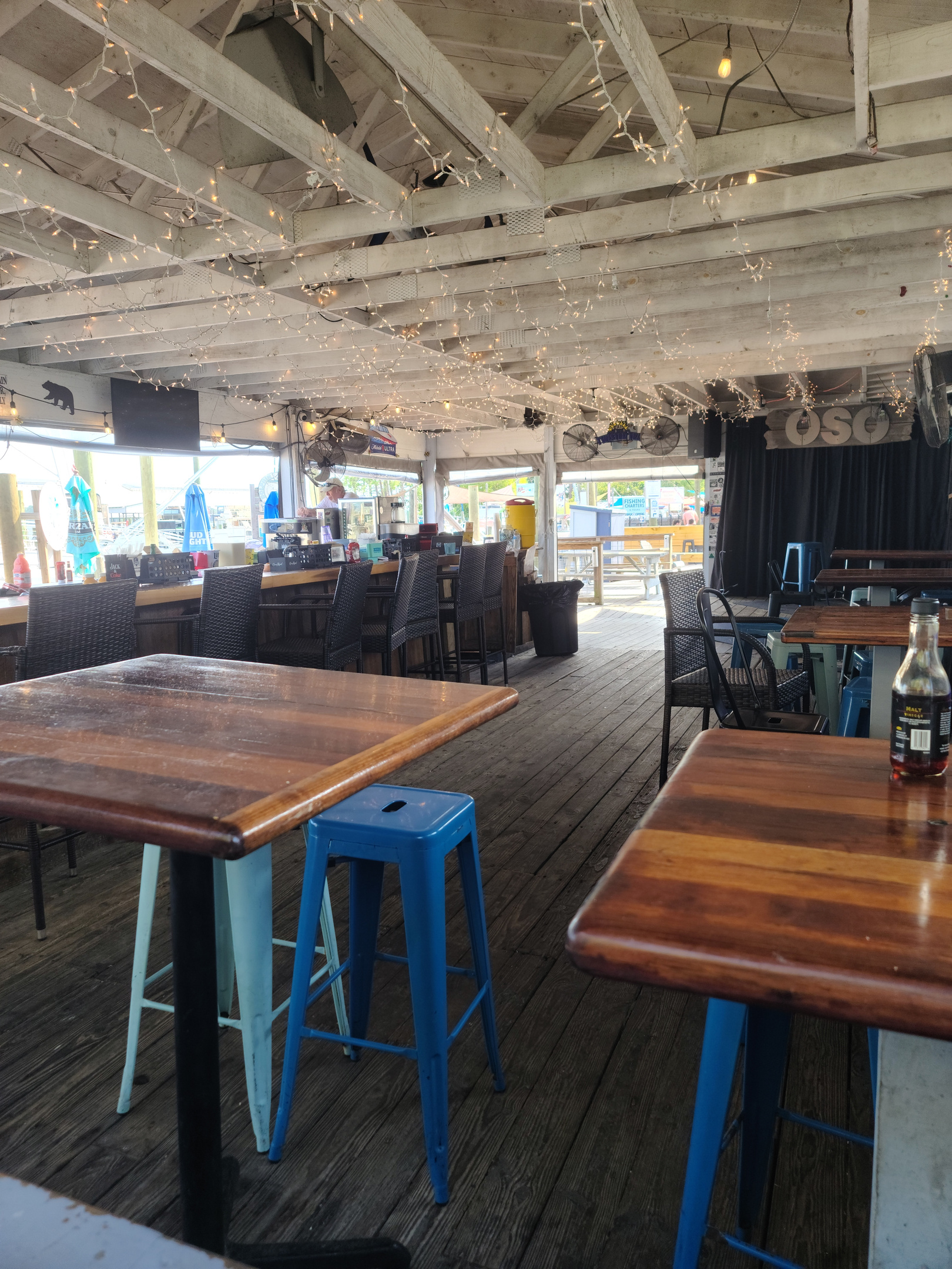 Grab a bite or a drink within short distance at one of Bear Point's local waterfront hangouts.