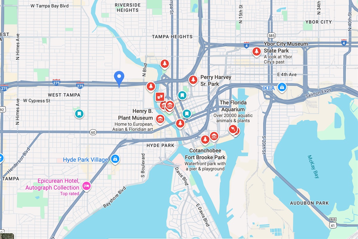 Conveniently located near the Straz Center, Ybor City, Palma Ceia, Raymond James Stadium, Channelside, and Hyde Park Village.