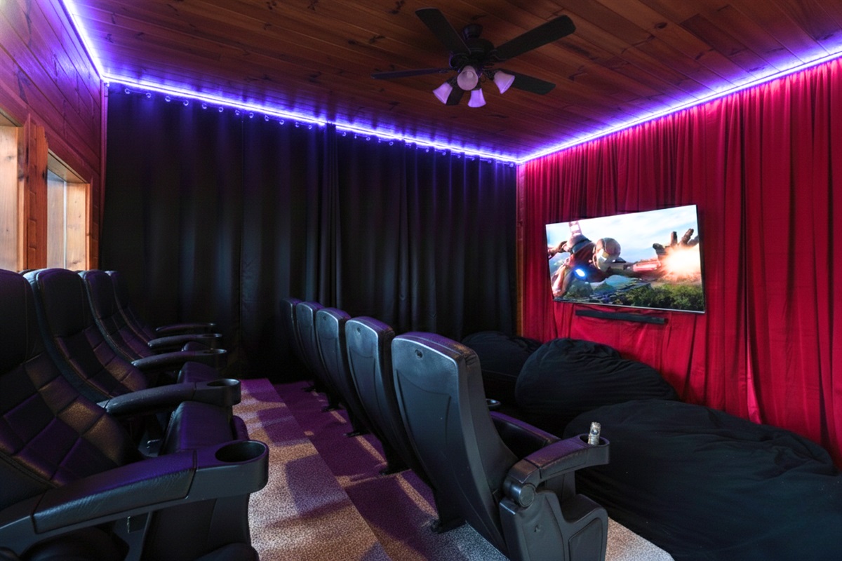 Surround Sound theater with giant screen  (75') smart TV and popcorn machine